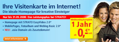Ideal f�r Einsteiger: STRATO WebVisitenkarten