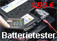 Einfach den Knopf drücken und schon wird der Ladezustand der Batterie auf einer LED-Skala angezeigt. Ebenfalls kann die Ladefunktion der Lichtmaschine überprüft werden. Der Batterietester ist spritzwasser- geschützt (IP65) und kann mit zwei Kabeln und einem Klettverschluss fest an der Batterie angeschlossen werden.